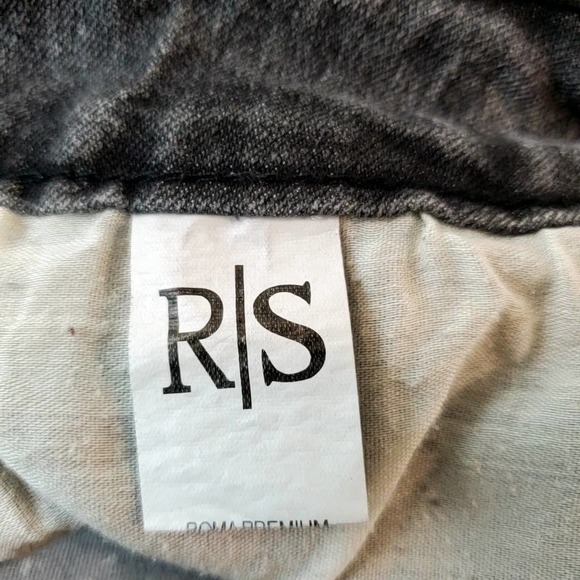 ROMA STUDIO | GINGHAM CHECKERED PATCHWORK BLACK WASHED DENIM JEANS SIZE MEDIUM - Picture 9 of 15